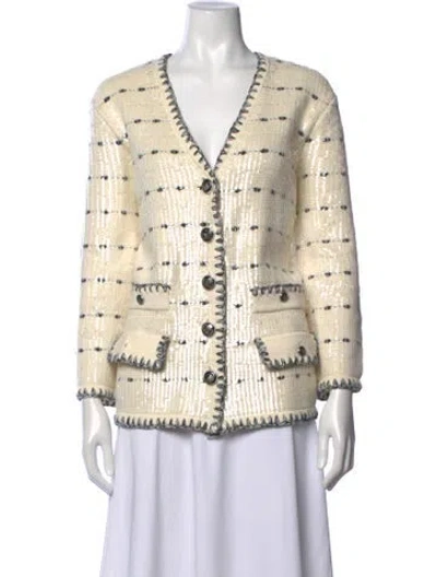 Pre-owned Veronica Beard Patterned V-neck Sweater In Neutral