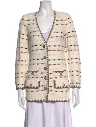 Pre-owned Veronica Beard Patterned V-neck Sweater In Neutrals