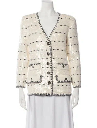 Pre-owned Veronica Beard Patterned V-neck Sweater In Neutrals