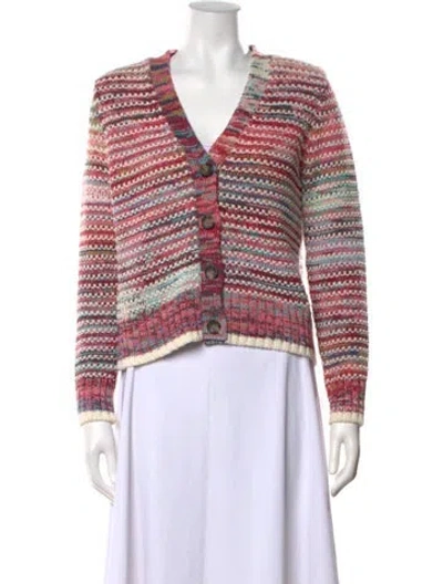 Pre-owned Veronica Beard Patterned V-neck Sweater In Pink