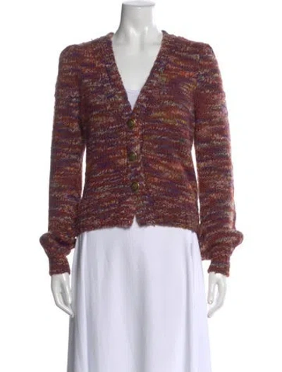 Pre-owned Veronica Beard Patterned V-neck Sweater In Purple
