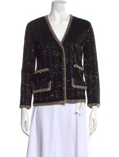 Pre-owned Veronica Beard Patterned V-neck Sweater W/ Tags In Black