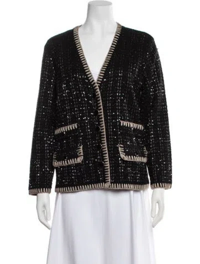 Pre-owned Veronica Beard Patterned V-neck Sweater W/ Tags In Black
