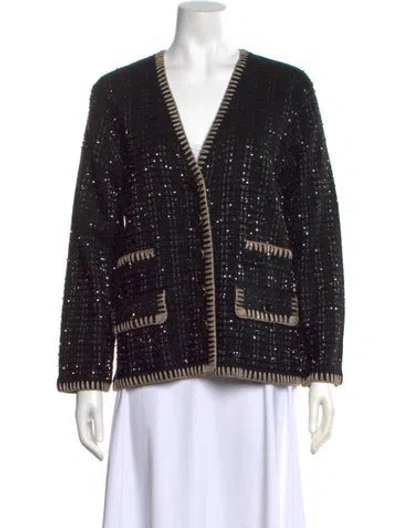 Pre-owned Veronica Beard Patterned V-neck Sweater W/ Tags In Black