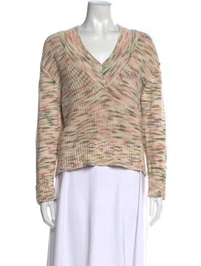 Pre-owned Veronica Beard Patterned V-neck Sweater In White