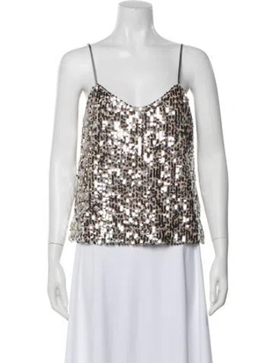 Pre-owned Veronica Beard Patterned V-neck Top In Silver