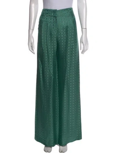 Pre-owned Veronica Beard Patterned Wide Leg Pants W/ Tags In Green