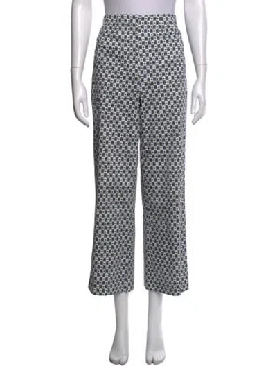 Pre-owned Veronica Beard Patterned Wide Leg Pants In White