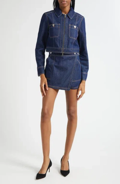 Veronica Beard Patty Crop Denim Jacket In Blue