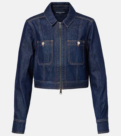 Veronica Beard Patty Cropped Denim Jacket In Purple