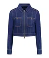 Veronica Beard Patty Fitted Long Sleeve Denim Jacket In Blue
