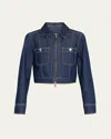 Veronica Beard Patty Fitted Long Sleeve Denim Jacket In Blue
