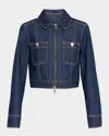 Veronica Beard Patty Fitted Long Sleeve Denim Jacket In Blue