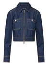 Veronica Beard Patty Fitted Long Sleeve Denim Jacket In Blue