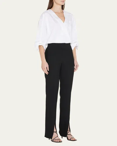 Veronica Beard Paula Slim Straight Pants With Split Hem In Animal Print