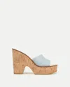 Veronica Beard Paulita Cork Platform Slide Sandals In Blue