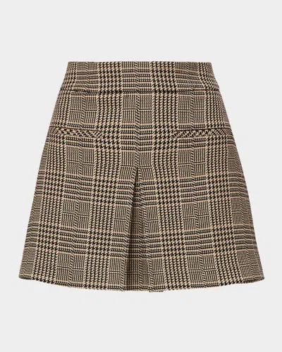 Veronica Beard Pavaline Houndstooth Mini Skirt In Brown