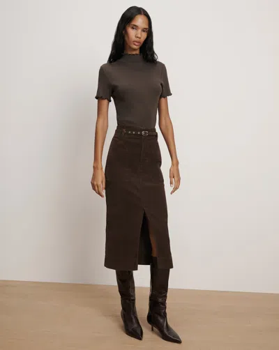 Veronica Beard Pavana Corduroy Midi Skirt In Brown