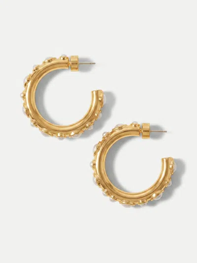 Veronica Beard Pearl Hoop Earring Gold Pearl In Gold/pearl