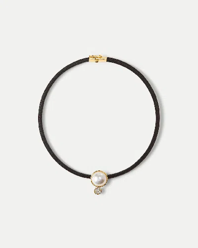 Veronica Beard Pearl Pendant Cord Necklace In Multi