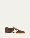 Veronica Beard Penrose Mixed Leather Low-top Sneakers In Brown