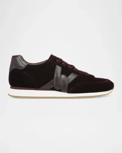 Veronica Beard Penrose Mixed Leather Runner Sneakers In Burgundy/e