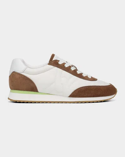 Veronica Beard Penrose Quilted Canvas And Suede Runner Sneakers In Blue