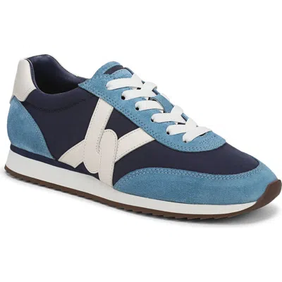 Veronica Beard Penrose Mixed Leather Runner Sneakers In Blue