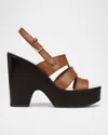 Veronica Beard Peony Leather Slingback Platform Sandals In Honey