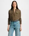 Veronica Beard Pepper Button-down Blouse In Brown