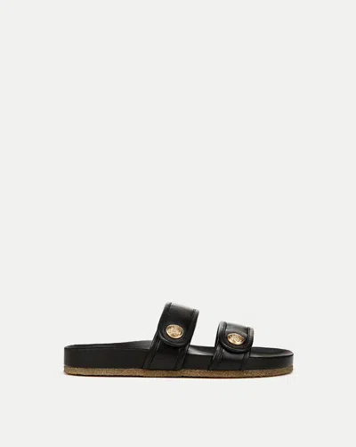 Veronica Beard Percey Slide Sandal In Black Leather