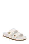 Veronica Beard Percey Leather Dual Band Slide Sandals In Coconut