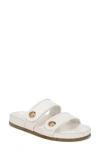 Veronica Beard Percey Leather Dual Band Slide Sandals In Coconut