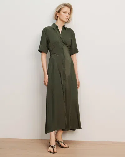 Veronica Beard Perenna Maxi Shirtdress In Loden