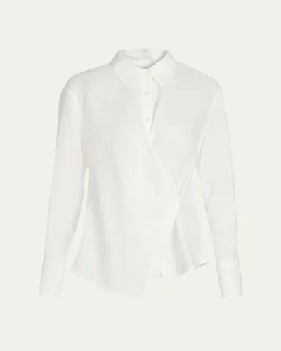Veronica Beard Perezzi Asymmetric Linen Shirt In White