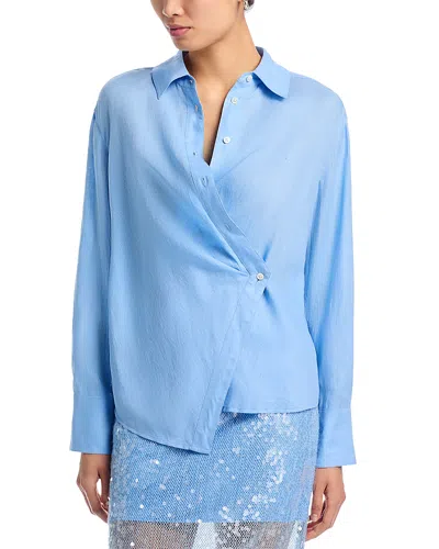 Veronica Beard Perezzi Linen Shirt In Blue