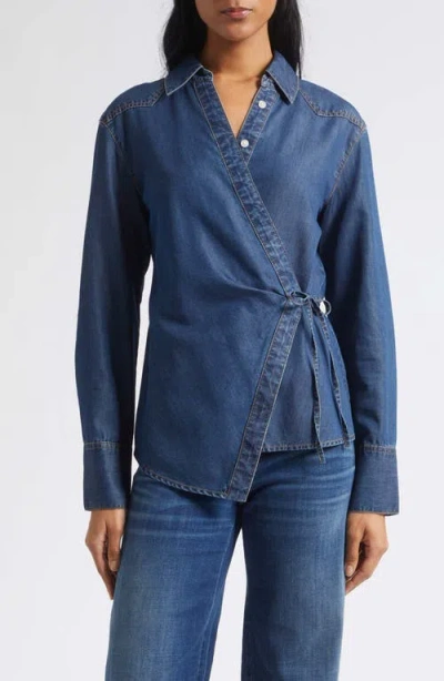 Veronica Beard Perezzi Wrap Shirt In Blue