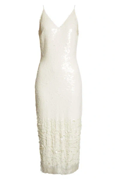 Veronica Beard Perla Sequin Midi Dress In Iridescent Off White