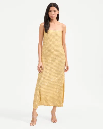 Veronica Beard Petra Beaded Midi Dress In Yellow