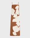 Veronica Beard Petra Print Silk Blend Satin Slipdress In Brown