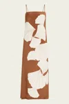 Veronica Beard Petra Print Silk Blend Satin Slipdress In Brown