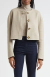 Veronica Beard Philips Crop Wool Blend Jacket In White
