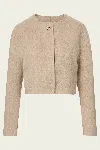 Veronica Beard Philips Cropped Jacket In Oatmeal Melange In Neutral