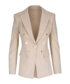 Veronica Beard Pinstripe Double-breasted Blazer In Neutral