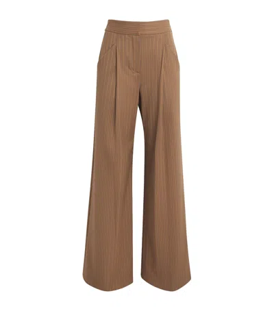 Veronica Beard Pinstripe Rimini Wide-leg Trousers In Brown