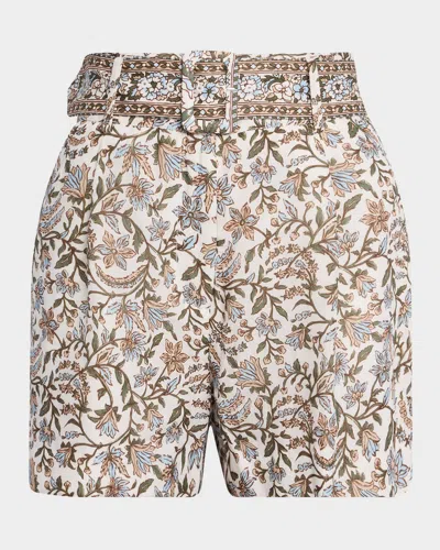 Veronica Beard Piper Belted Floral Shorts