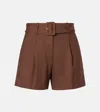 Veronica Beard Piper Belted Linen-blend Shorts