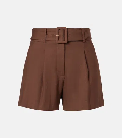 Veronica Beard Piper Belted Linen-blend Shorts
