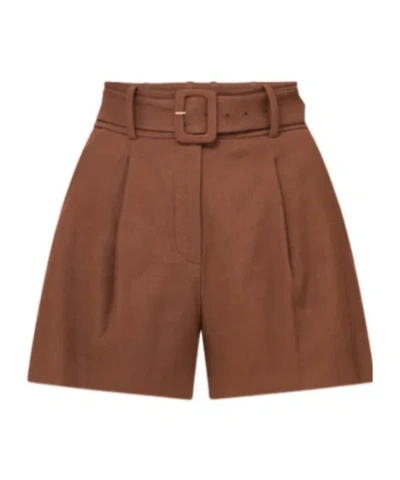 Veronica Beard Piper Stretch-linen Short In Light Chicory In Brown