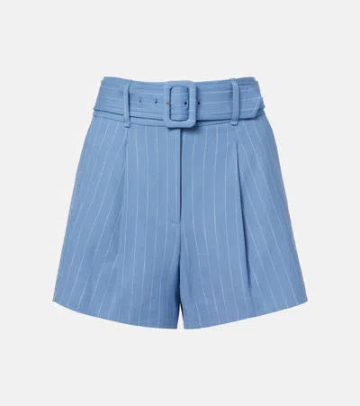 Veronica Beard Piper Striped Linen-blend Shorts In Blue